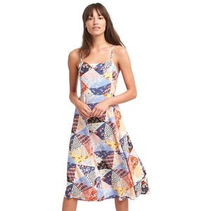 GAP Dress Women Small Patchwork Floral Plaid Midi Sundress Smocked Cottage Boho